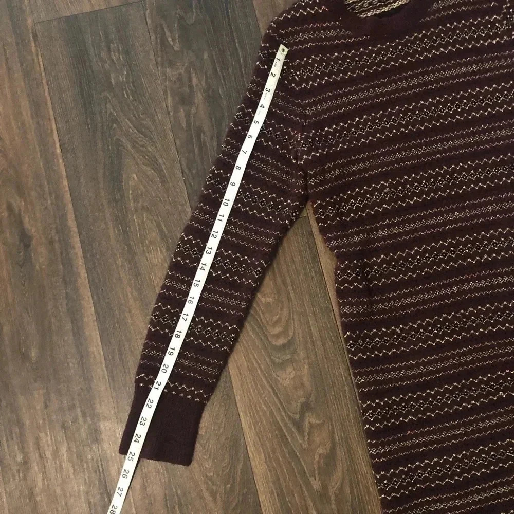 Loft Maroon and Gold stripped Sweater Dress Women’s Petite Large - Picture 12 of 12